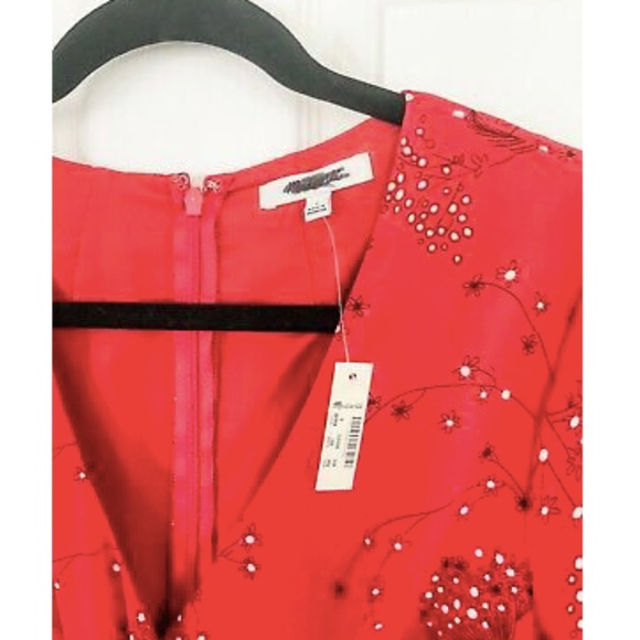 NWT Madewell Hazelwood Red Wrap Front Dress K6049 - Picture 8 of 8
